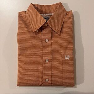 Cinch Men's Classic Fit Button Down Shirt - Orange/White Rosette